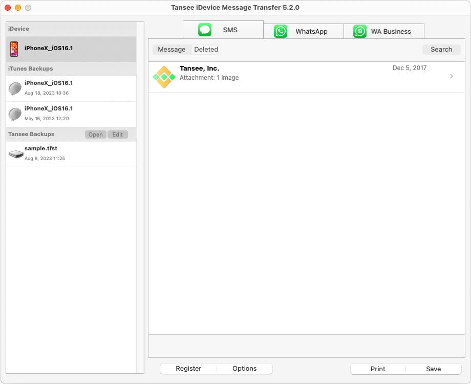 Tansee iDevice Message Transfer for MAC 2.2.0.0 full