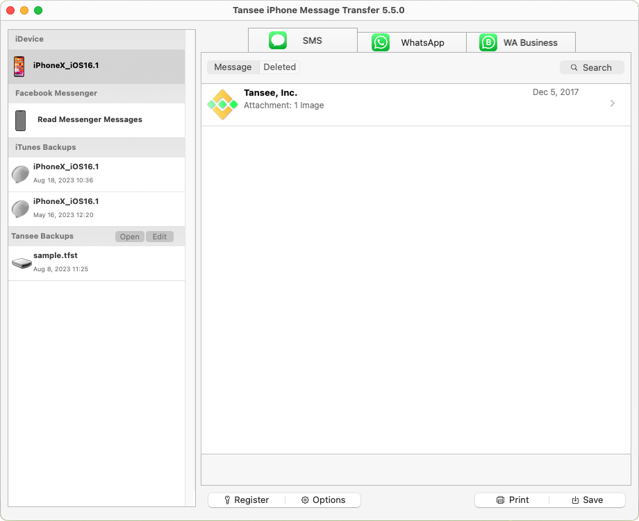 Tansee iDevice Message Transfer for MAC 2.2.0.0