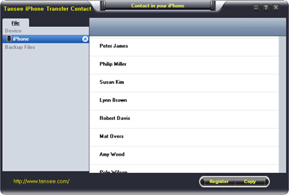 Click to view Tansee iPhone Transfer Contact 1.0.0.0 screenshot