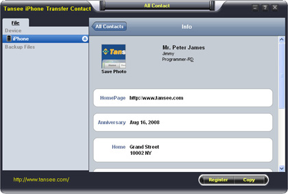 Tansee iPhone Transfer Contact - Single contact conversation