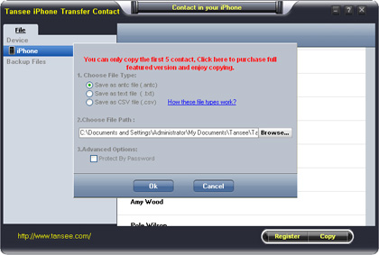Tansee iPhone Transfer Contact - Copy all contact Contact