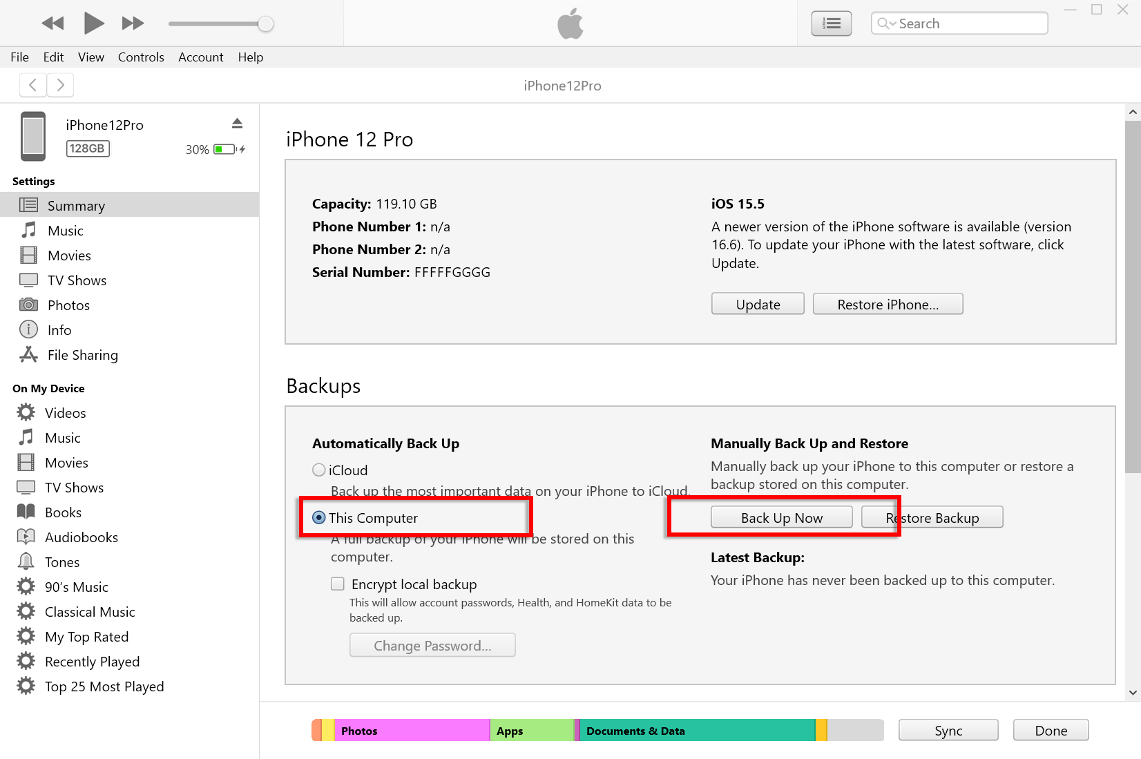 Backup iPhone or iPad using iTunes