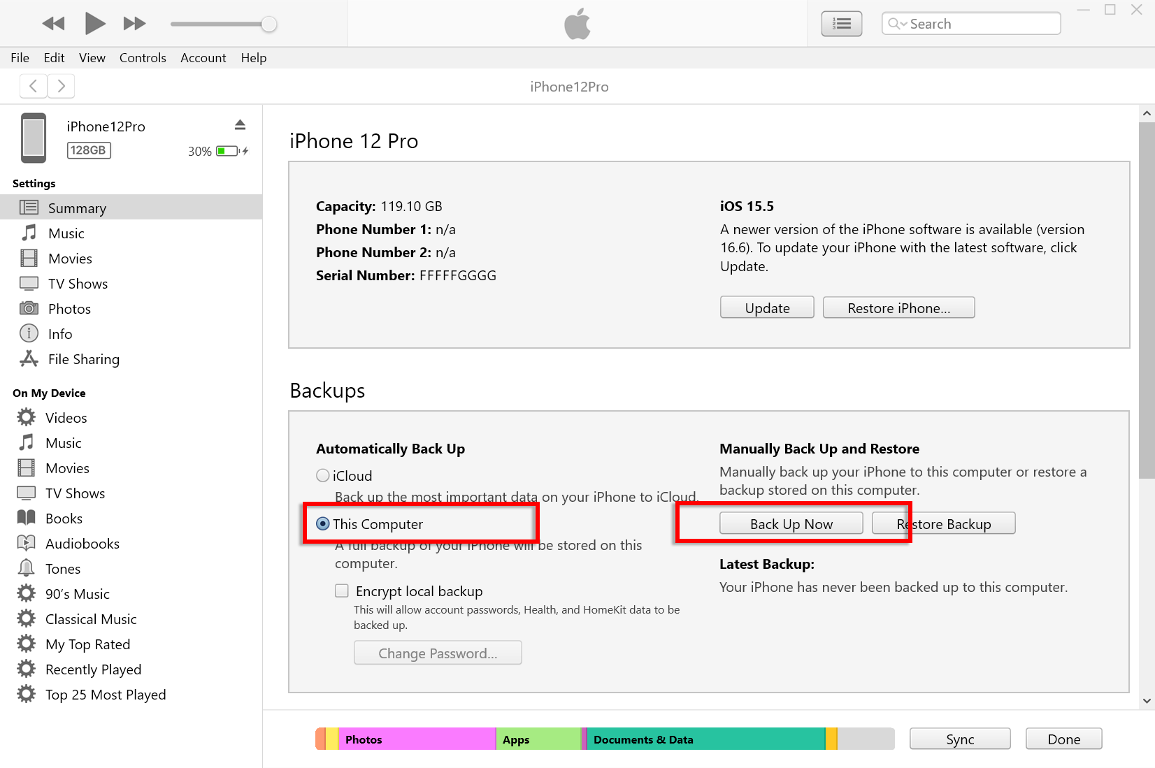 Backup iPhone to Computer