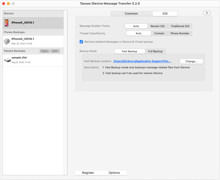 Retrieve deleted messages and customize iTunes Backup location